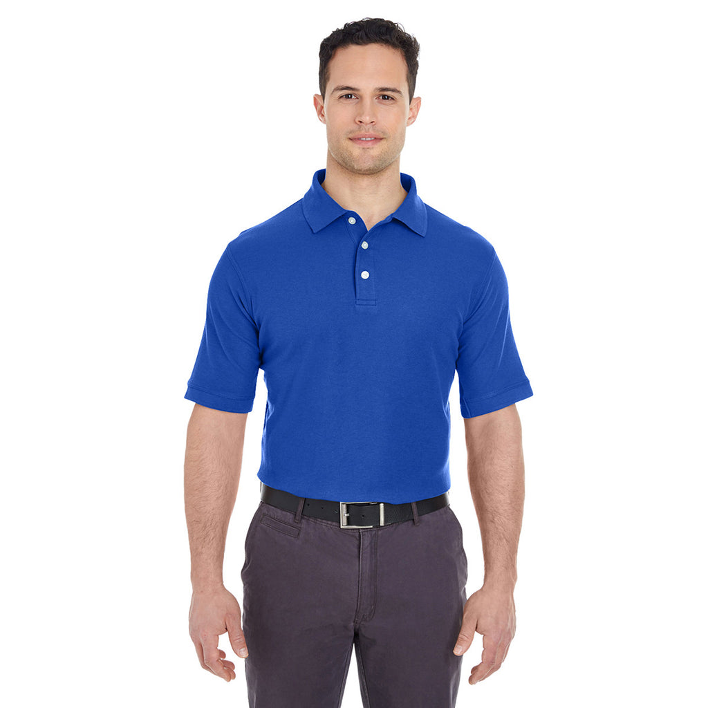 UltraClub Men's Royal Platinum Honeycomb Pique Polo