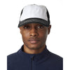 UltraClub Men's White/Black Classic Cut Brushed Cotton Twill Unstructured Trucker Cap