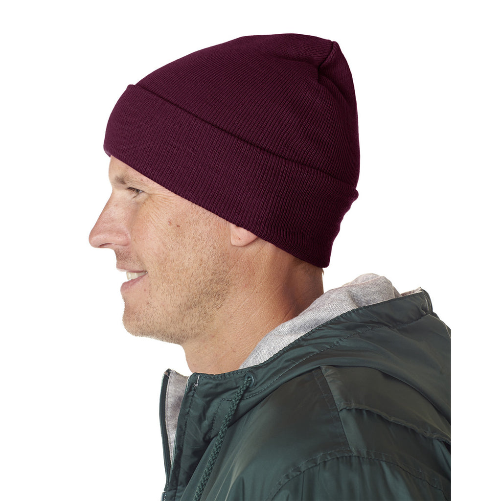 UltraClub Unisex Burgundy Knit Beanie with Cuff