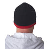 UltraClub Men's Black/Dark Red Two-Tone Knit Beanie