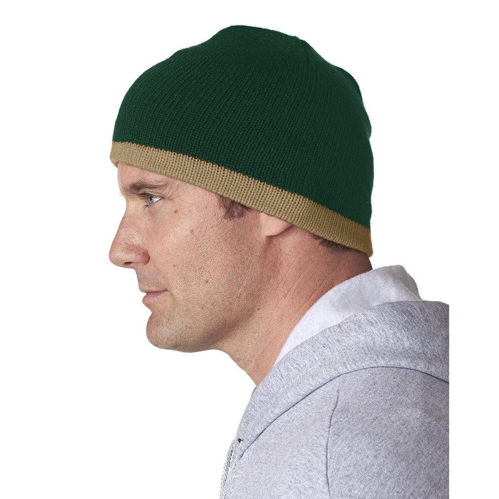 UltraClub Men's Forest/Stone Two-Tone Knit Beanie