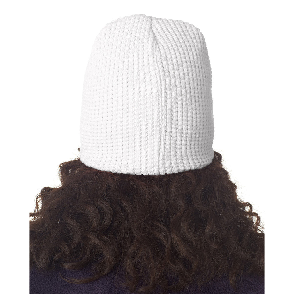 UltraClub Women's White Waffle Beanie