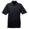 UltraClub Men's Black Cool & Dry Mesh Pique Polo with Pocket