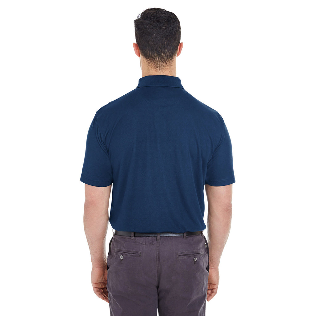 UltraClub Men's Navy Cool & Dry Mesh Pique Polo with Pocket