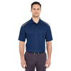 UltraClub Men's Navy/Charcoal Cool & Dry Two-Tone Mesh Pique Polo