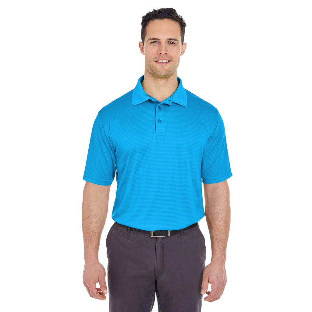 UltraClub Men's Coast Cool & Dry Jacquard Stripe Polo