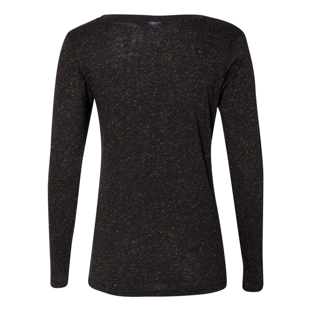 J. America Women's Black/Gold Glitter Long Sleeve T-Shirt