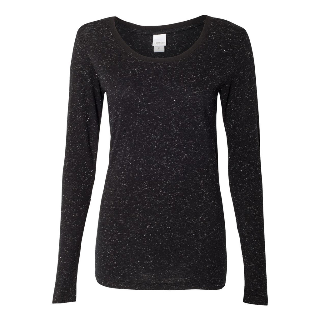 J. America Women's Black/Silver Glitter Long Sleeve T-Shirt