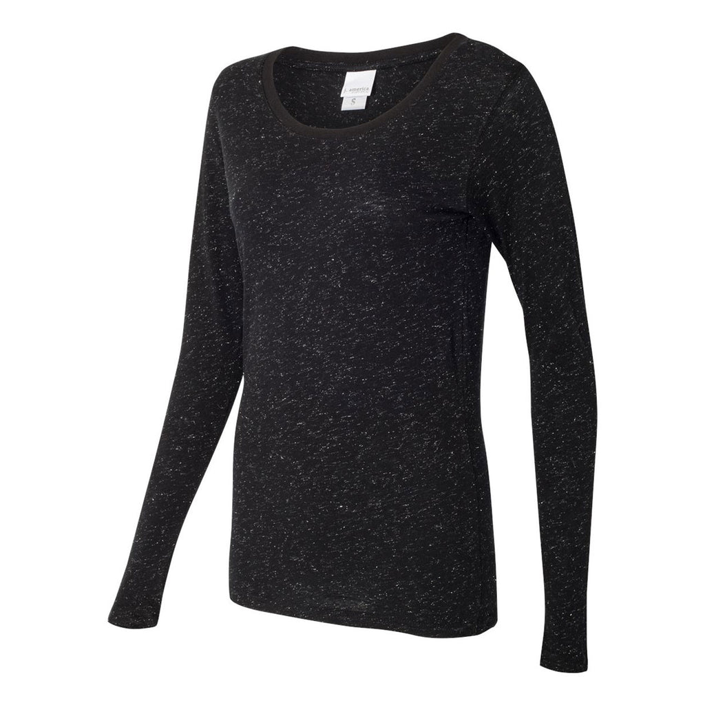 J. America Women's Black/Silver Glitter Long Sleeve T-Shirt