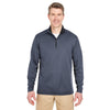 UltraClub Men's Dark Grey/Black Two-Tone Keyhole Mesh Quarter-Zip Pullover