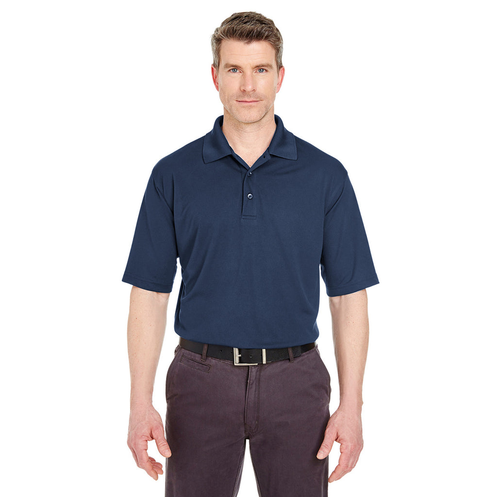 UltraClub Men's Navy Cool & Dry Jacquard Performance Polo