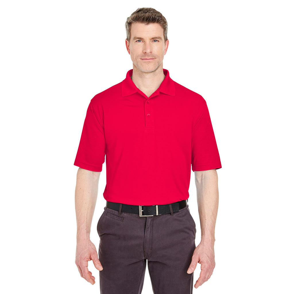 UltraClub Men's Red Cool & Dry Jacquard Performance Polo