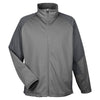 UltraClub Men's Ice Grey/Charcoal Two-Tone Soft Shell Jacket