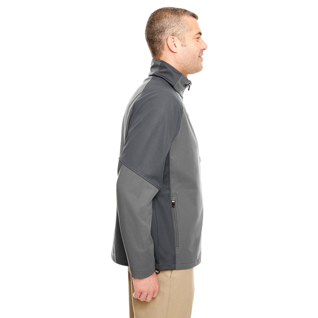 UltraClub Men's Ice Grey/Charcoal Two-Tone Soft Shell Jacket