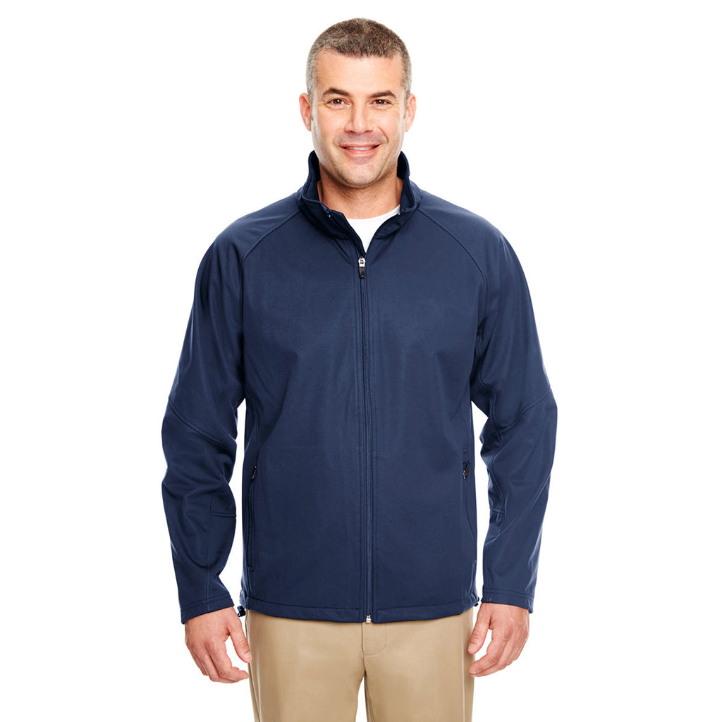 UltraClub Men's Navy Two-Tone Soft Shell Jacket