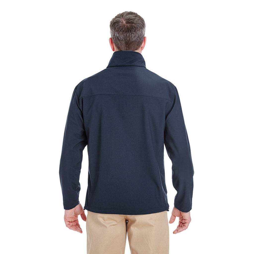 UltraClub Men's Navy Ripstop Soft Shell Jacket with Cadet Collar