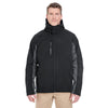 UltraClub Men's Black/Charcoal Colorblock 3-in-1 Systems Hooded Soft Shell Jacket