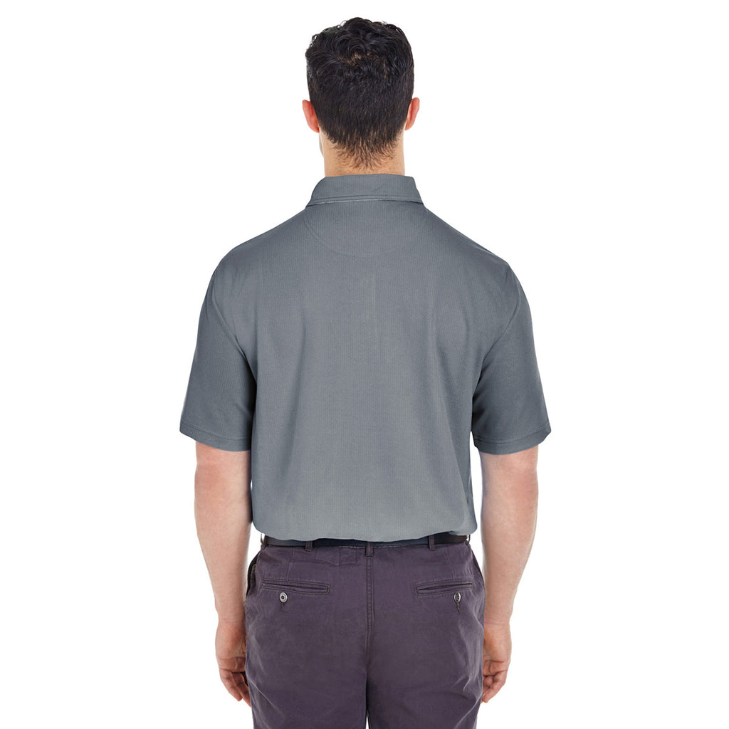 UltraClub Men's Charcoal/White Platinum Performance Birdseye Polo with TempControl Technology