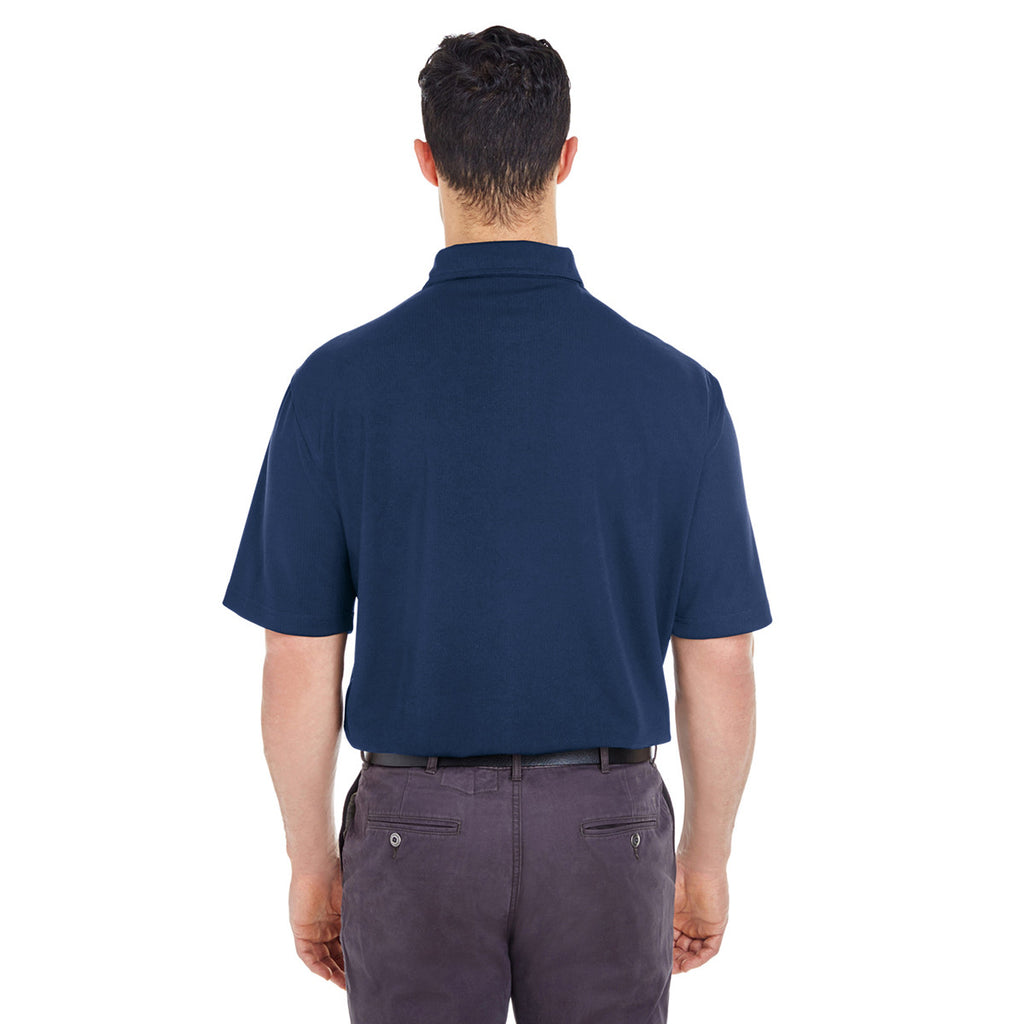 UltraClub Men's Navy/White Platinum Performance Birdseye Polo with TempControl Technology