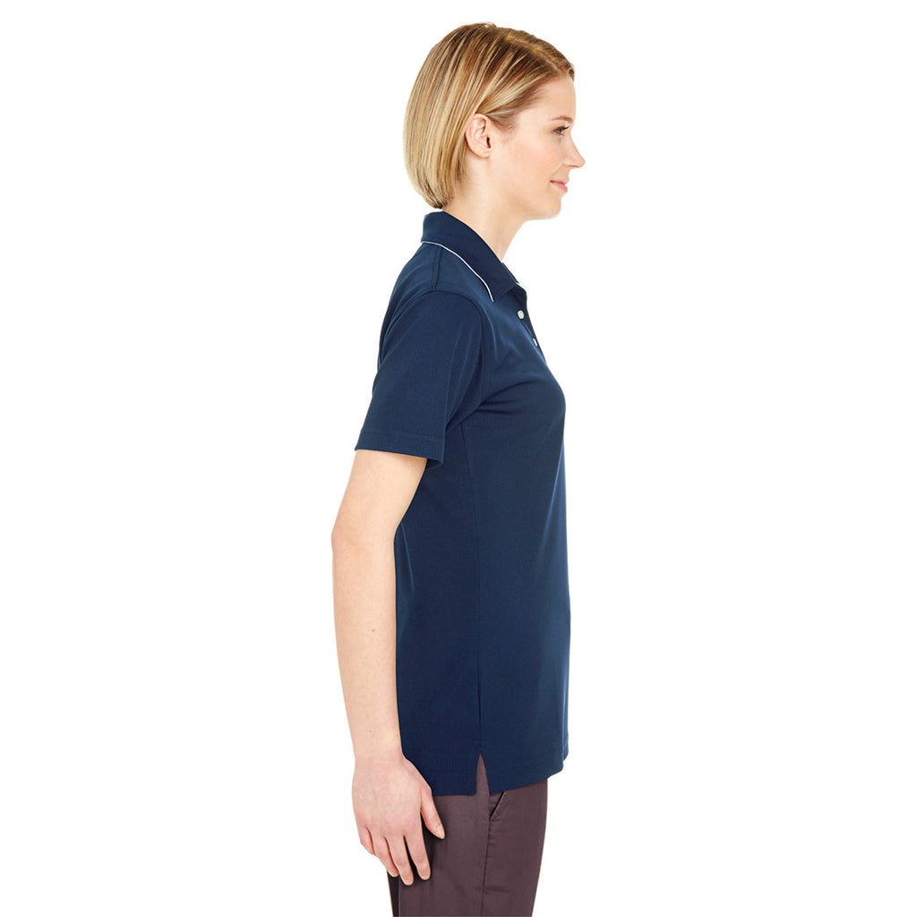 UltraClub Women's Navy/White Platinum Performance Birdseye Polo with TempControl Technology