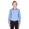 UltraClub Women's Cadet Blue Wrinkle-Resistant End-on-End