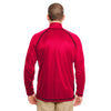 UltraClub Men's Red/Black Cool & Dry Sport Quarter-Zip Pullover with Side & Sleeve Panels