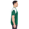 UltraClub Men's Forest Green/White Cool & Dry Sport Colorblock T-Shirt