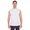 UltraClub Men's White Cool & Dry Sport Performance Interlock Sleeveless T-Shirt