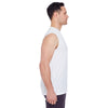 UltraClub Men's White Cool & Dry Sport Performance Interlock Sleeveless T-Shirt