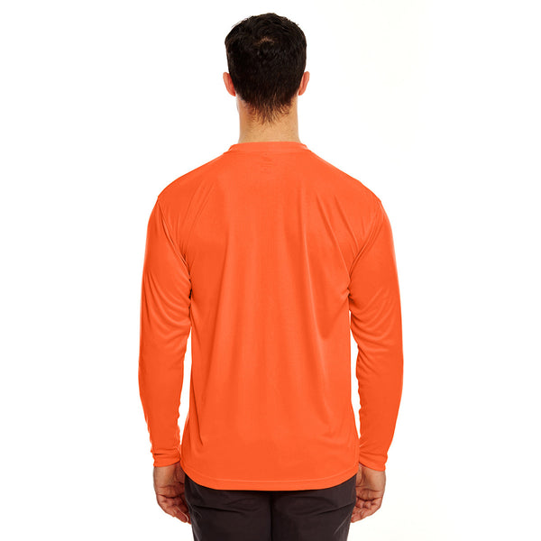 UltraClub Men's Bright Orange Cool & Dry Sport Long-Sleeve Performance