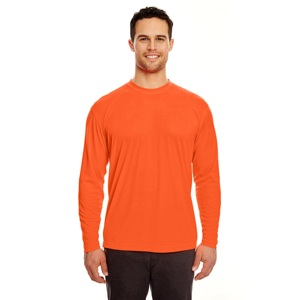 UltraClub Men's Bright Orange Cool & Dry Sport Long-Sleeve Performance