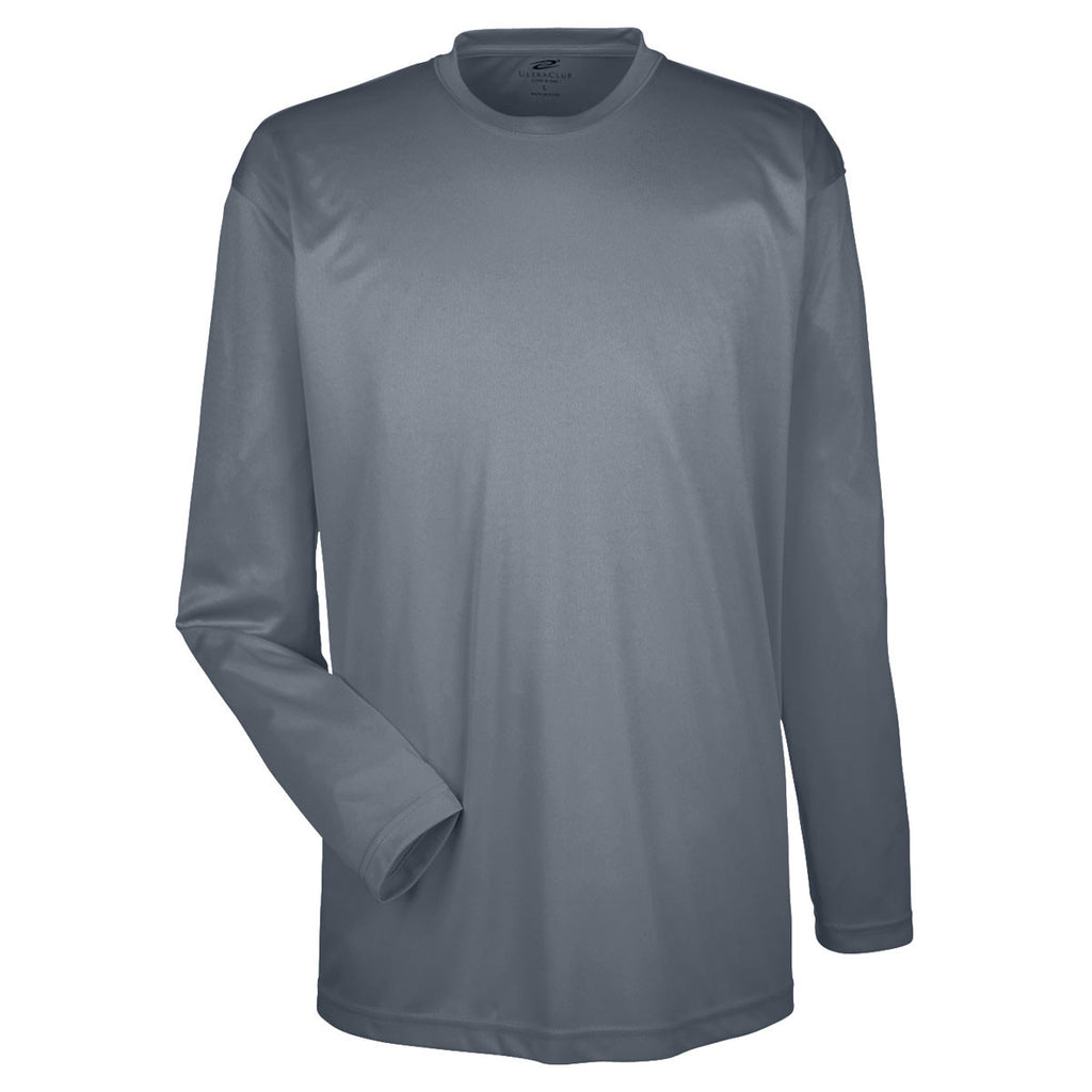 UltraClub Men's Charcoal Cool & Dry Sport Long-Sleeve Performance Inte
