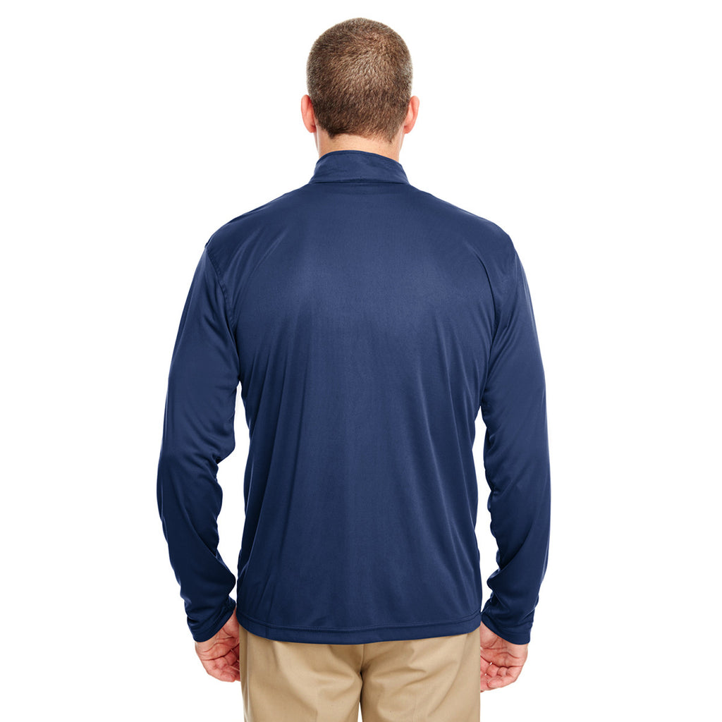 UltraClub Men's Navy Cool & Dry Sport Performance Interlock Quarter-Zip Pullover