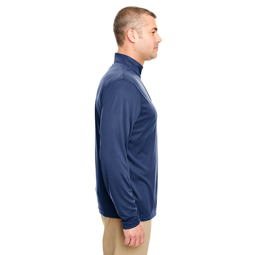 UltraClub Men's Navy Cool & Dry Sport Performance Interlock Quarter-Zip Pullover