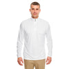 UltraClub Men's White Cool & Dry Sport Performance Interlock Quarter-Zip Pullover