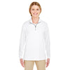 UltraClub Women's White Cool & Dry Sport Performance Interlock Quarter-Zip Pullover