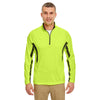 UltraClub Men's Yellow/Flint Cool & Dry Colorblock Dimple Mesh Quarter-Zip Pullover