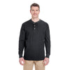 UltraClub Men's Black Mini Thermal Henley