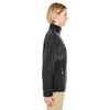 UltraClub Women's Black Fleece Jacket with Quilted Yoke Overlay