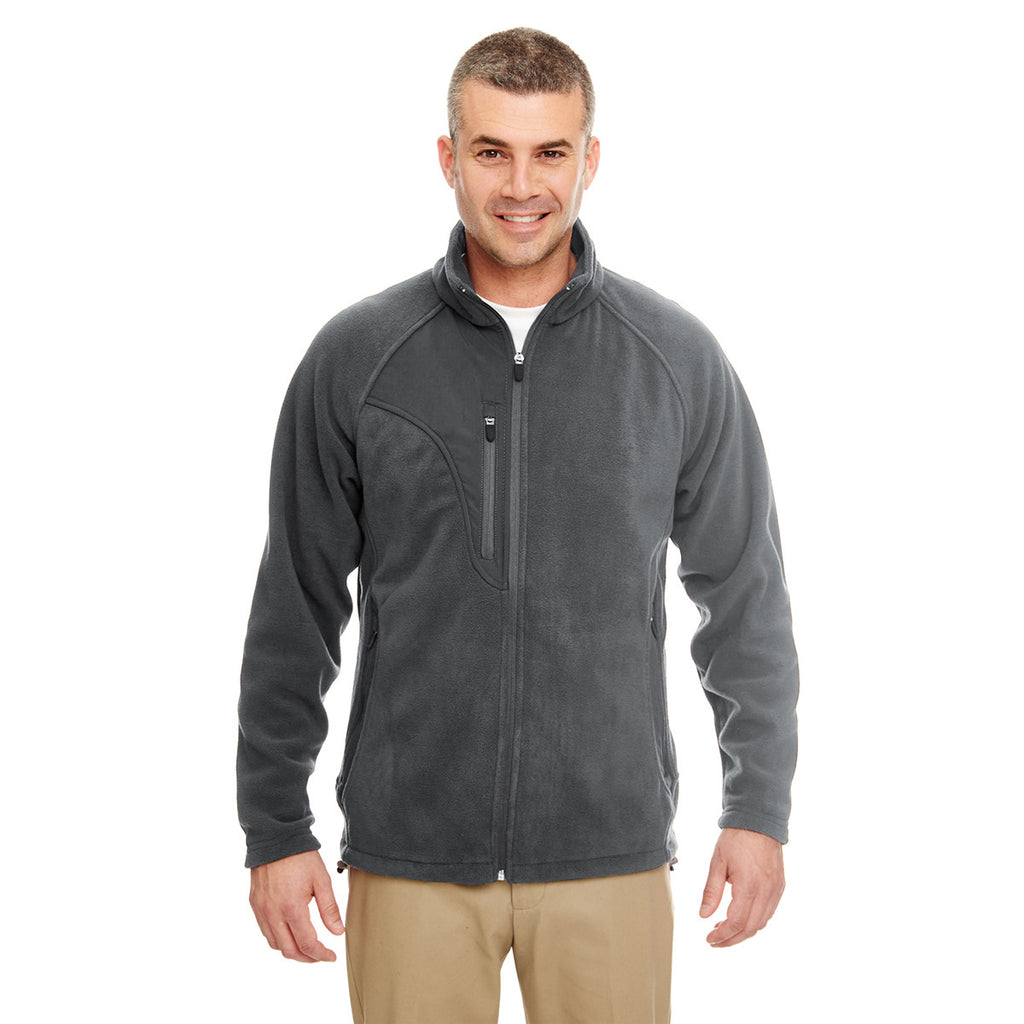 UltraClub Men's Charcoal/Charcoal Microfleece Full-Zip Jacket