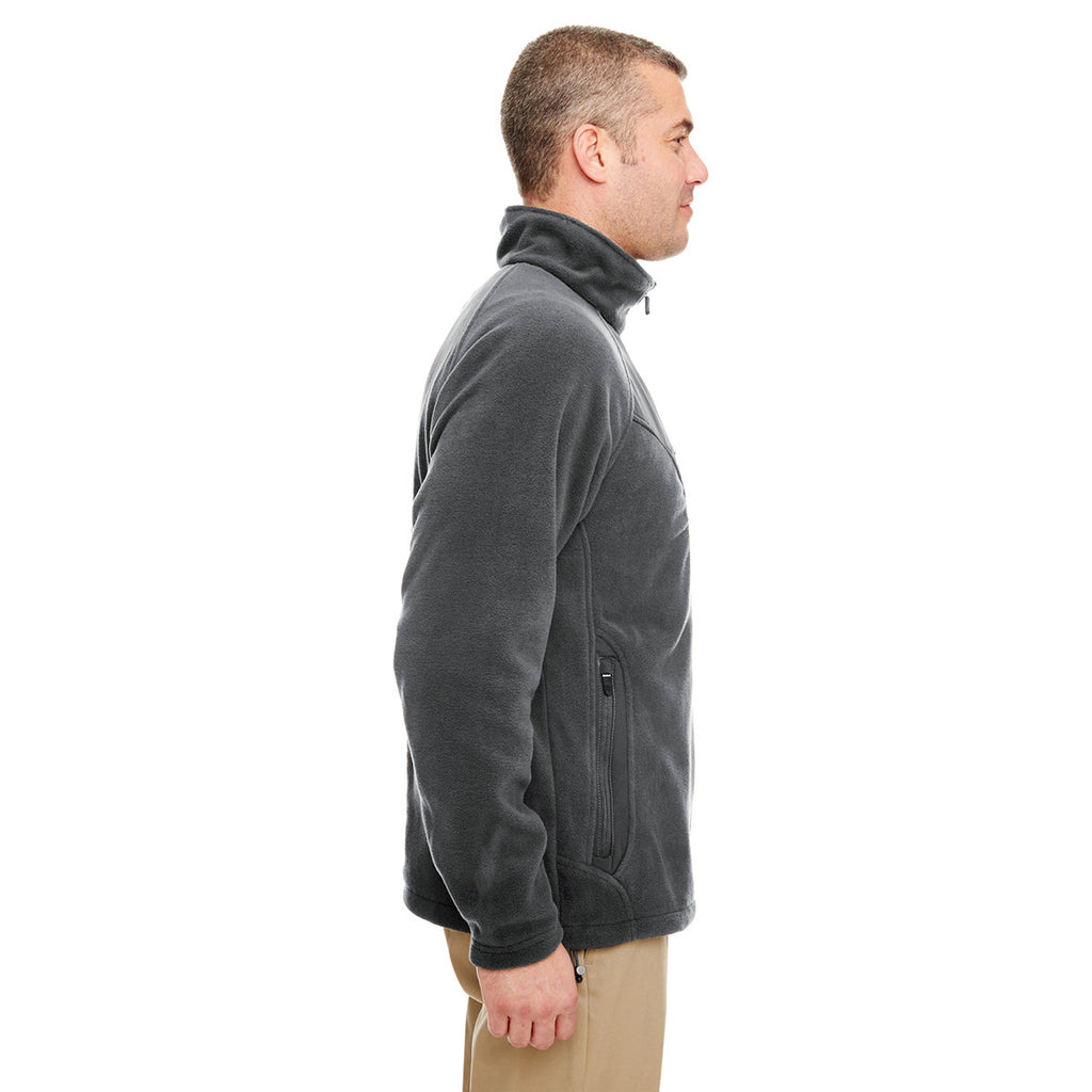 UltraClub Men's Charcoal/Charcoal Microfleece Full-Zip Jacket