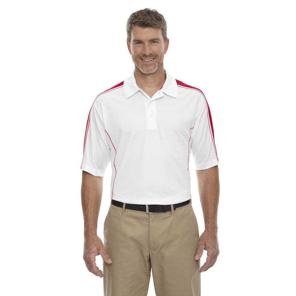 Extreme Men's White/Classic Red Eperformance Pique Colorblock Polo