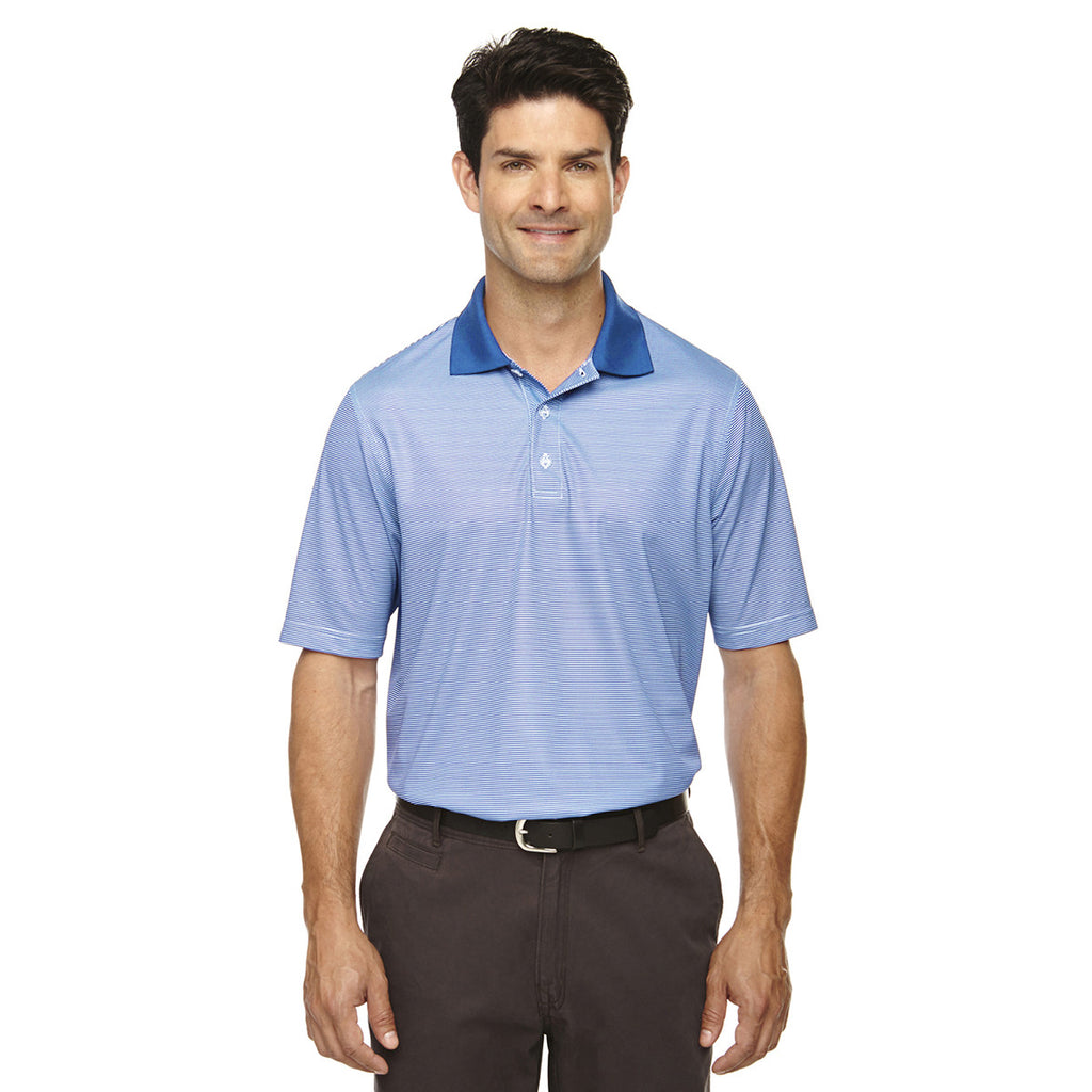 Extreme Men's Nautical Blue Eperformance Launch Snag Protection Striped Polo