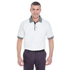 UltraClub Men's White/Black White-Body Classic Pique Polo with Contrast Multi-Stripe Trim