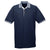 UltraClub Men's Navy/White Color-Body Classic Pique Polo with Contrast Multi-Stripe Trim