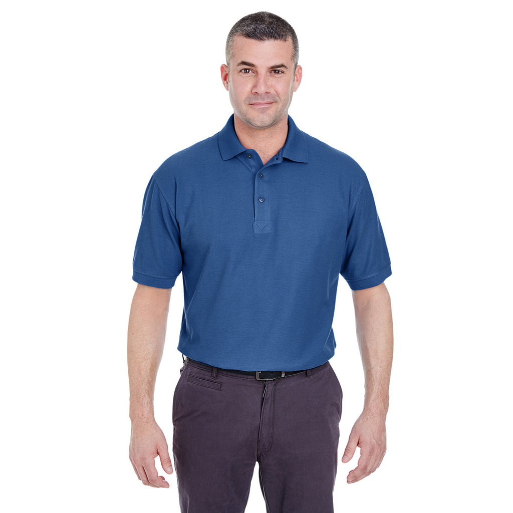 UltraClub Men's Indigo Whisper Pique Polo