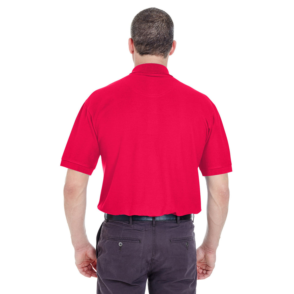 UltraClub Men's Red Whisper Pique Polo