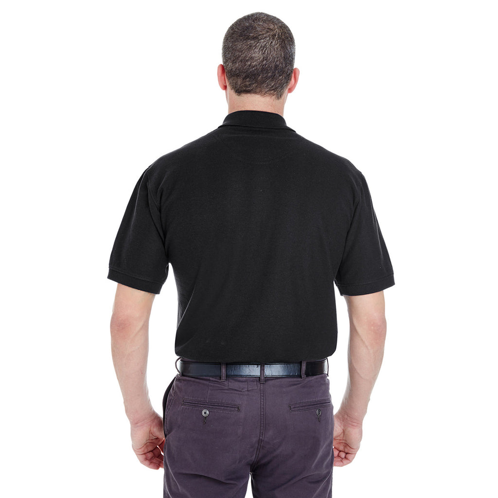 UltraClub Men's Black Tall Whisper Pique Polo