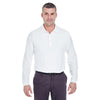 UltraClub Men's White Long-Sleeve Whisper Pique Polo