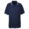 UltraClub Men's Navy/White Short-Sleeve Whisper Pique Polo with Tipped Collar and Cuffs